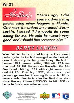 1993 Upper Deck - Iooss Collection #WI 21 Barry Larkin Back