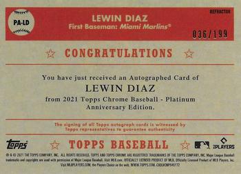 2021 Topps Chrome Platinum Anniversary - Autographs Refractor #PA-LD Lewin Diaz Back