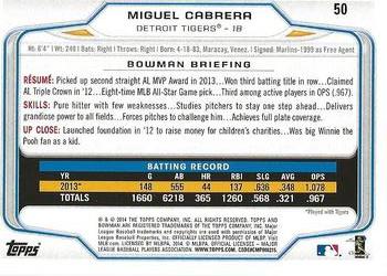 2017 Bowman - Bowman Buybacks 2014 Bowman Stamped Red #50 Miguel Cabrera Back