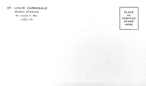 1953-55 St. Louis Cardinals Photocards #NNO Sal Yvars Back