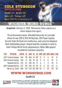 2022 Choice Wichita Wind Surge #23 Cole Sturgeon Back