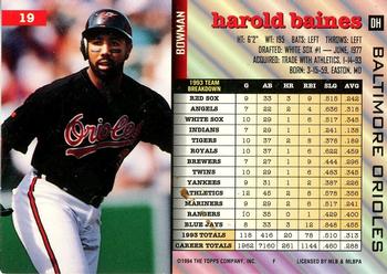 1994 Bowman #19 Harold Baines Back