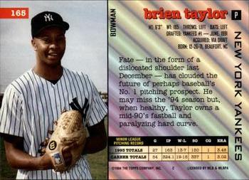 1994 Bowman #165 Brien Taylor Back