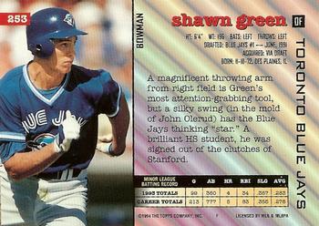 1994 Bowman #253 Shawn Green Back