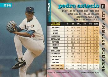 1994 Bowman #294 Pedro Astacio Back