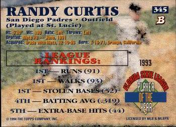 1994 Bowman #345 Randy Curtis Back