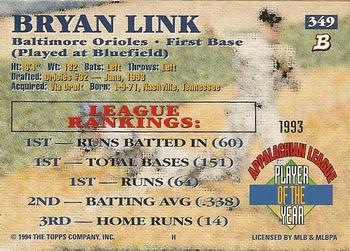 1994 Bowman #349 Bryan Link Back