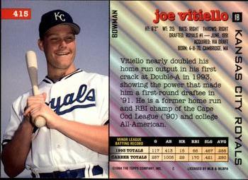 1994 Bowman #415 Joe Vitiello Back