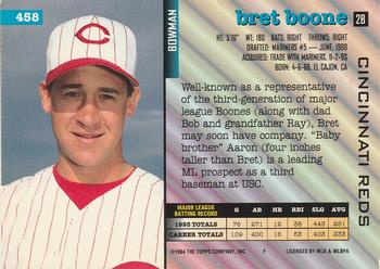 1994 Bowman #458 Bret Boone Back