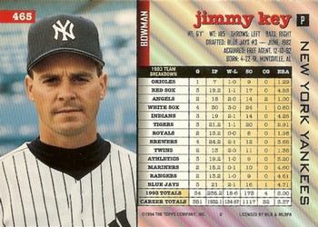 1994 Bowman #465 Jimmy Key Back