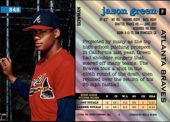 1994 Bowman #545 Jason Green Back