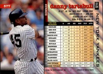 1994 Bowman #577 Danny Tartabull Back