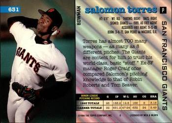 1994 Bowman #631 Salomon Torres Back