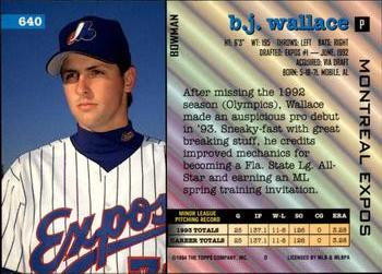 1994 Bowman #640 B.J. Wallace Back