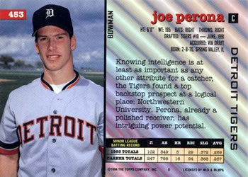 1994 Bowman #453 Joe Perona Back