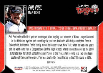 2022 Choice Lansing Lugnuts #34 Phil Pohl Back