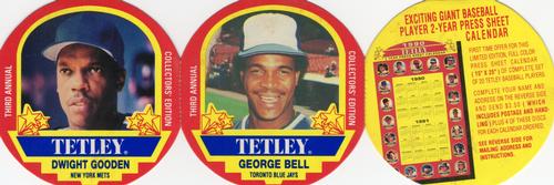 1990 Tetley Tea Discs - 3-Disc Panels #9 / 10 George Bell / Dwight Gooden Front