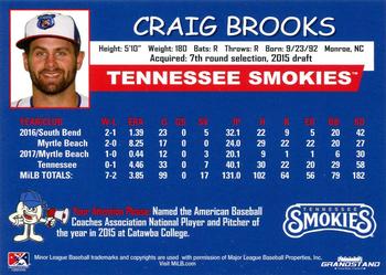 2018 Grandstand Tennessee Smokies #NNO Craig Brooks Back