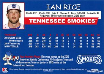 2018 Grandstand Tennessee Smokies #NNO Ian Rice Back