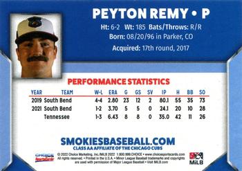 2022 Choice Tennessee Smokies #NNO Peyton Remy Back