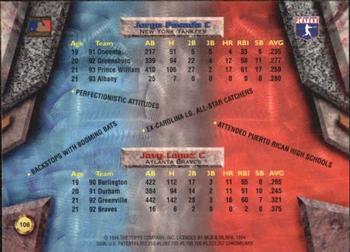 1994 Bowman's Best - Refractors #106 Javy Lopez / Jorge Posada Back
