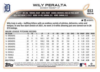 2022 Topps - Gold Star #653 Wily Peralta Back