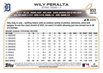 2022 Topps - 582 Montgomery #653 Wily Peralta Back