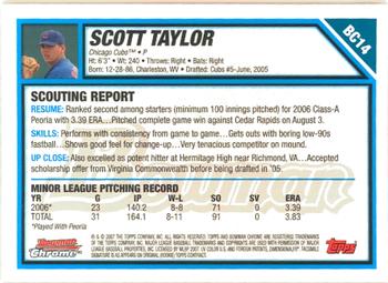 2007 Bowman - Chrome Prospects #BC14 Scott Taylor Back
