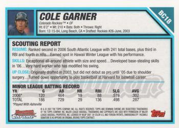 2007 Bowman - Chrome Prospects #BC18 Cole Garner Back