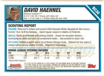 2007 Bowman - Chrome Prospects #BC30 David Haehnel Back