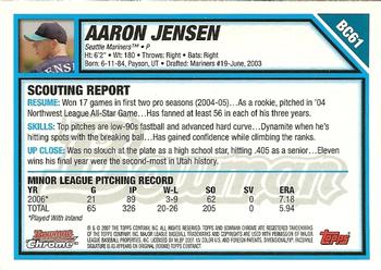 2007 Bowman - Chrome Prospects #BC61 Aaron Jensen Back