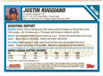 2007 Bowman - Chrome Prospects #BC100 Justin Ruggiano Back