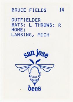 1983 Barry Colla San Jose Bees #14 Bruce Fields Back