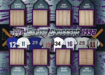 2022 Leaf Lumber - Silver Sluggers Relics Purple #SS-01 Roberto Alomar / Edgar Martinez / Joe Carter / Juan González / Kirby Puckett / Dwight Gooden / Fred McGriff / Gary Sheffield Front