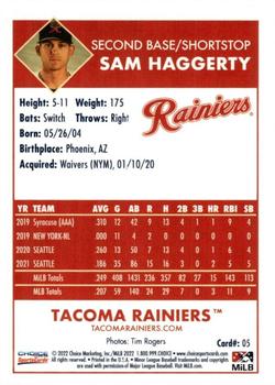 2022 Choice Tacoma Rainiers #05 Sam Haggerty Back