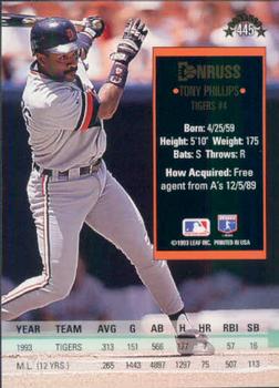 1994 Donruss #445 Tony Phillips Back