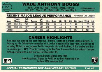 1994 Donruss - 1984 Special Commemorative Anniversary Edition #7 Wade Boggs Back