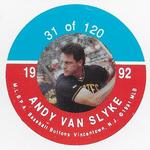1992 JKA Baseball Buttons - Square Proofs #31 Andy Van Slyke Front
