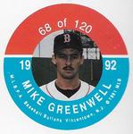 1992 JKA Baseball Buttons - Square Proofs #68 Mike Greenwell Front