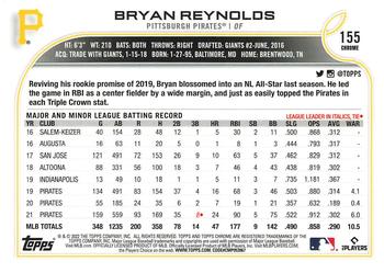 2022 Topps Chrome - Pink Refractor #155 Bryan Reynolds Back