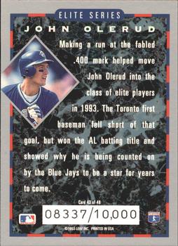 1994 Donruss - Elite Series #43 John Olerud Back