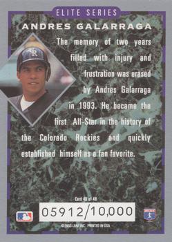 1994 Donruss - Elite Series #48 Andres Galarraga Back