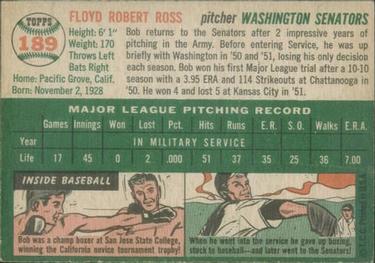 1954 Topps #189 Bob Ross Back