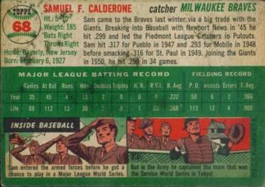 1954 Topps #68 Sammy Calderone Back