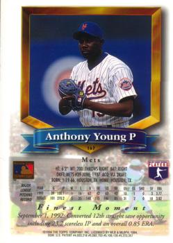 1994 Finest #167 Anthony Young Back