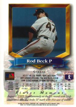 1994 Finest #169 Rod Beck Back