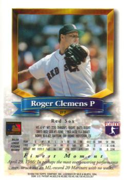 1994 Finest #217 Roger Clemens Back