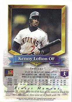 1994 Finest #218 Kenny Lofton Back