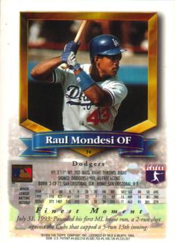 1994 Finest #74 Raul Mondesi Back