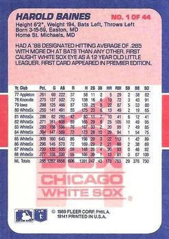 1989 Fleer Baseball's Exciting Stars #1 Harold Baines Back